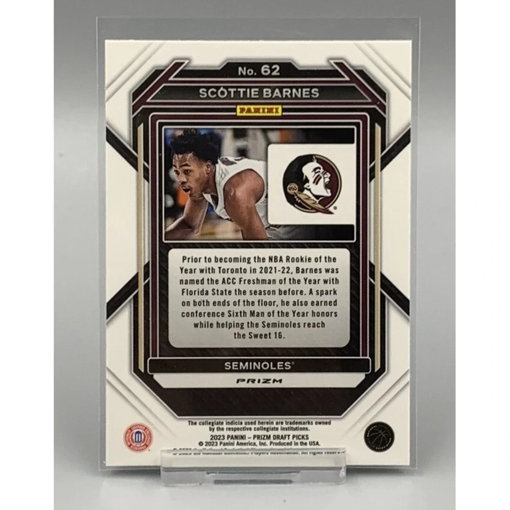 2023 Panini Prizm Draft Picks Scottie Barnes‎ Green Prizm Basketball Card